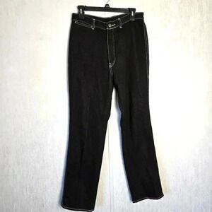 VINTAGE PS Gitano Jeans 14 Black Straight High Rise 44976‎ Embroidered Stitching